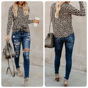 New Women’s T-Shirts Leopard Print Size Small